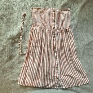 Garage stripes mini strapless sundress